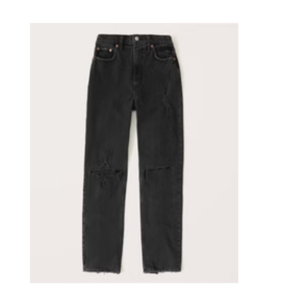 Abercrombie Ultra High Rise 90s Straight Ripped Jeans